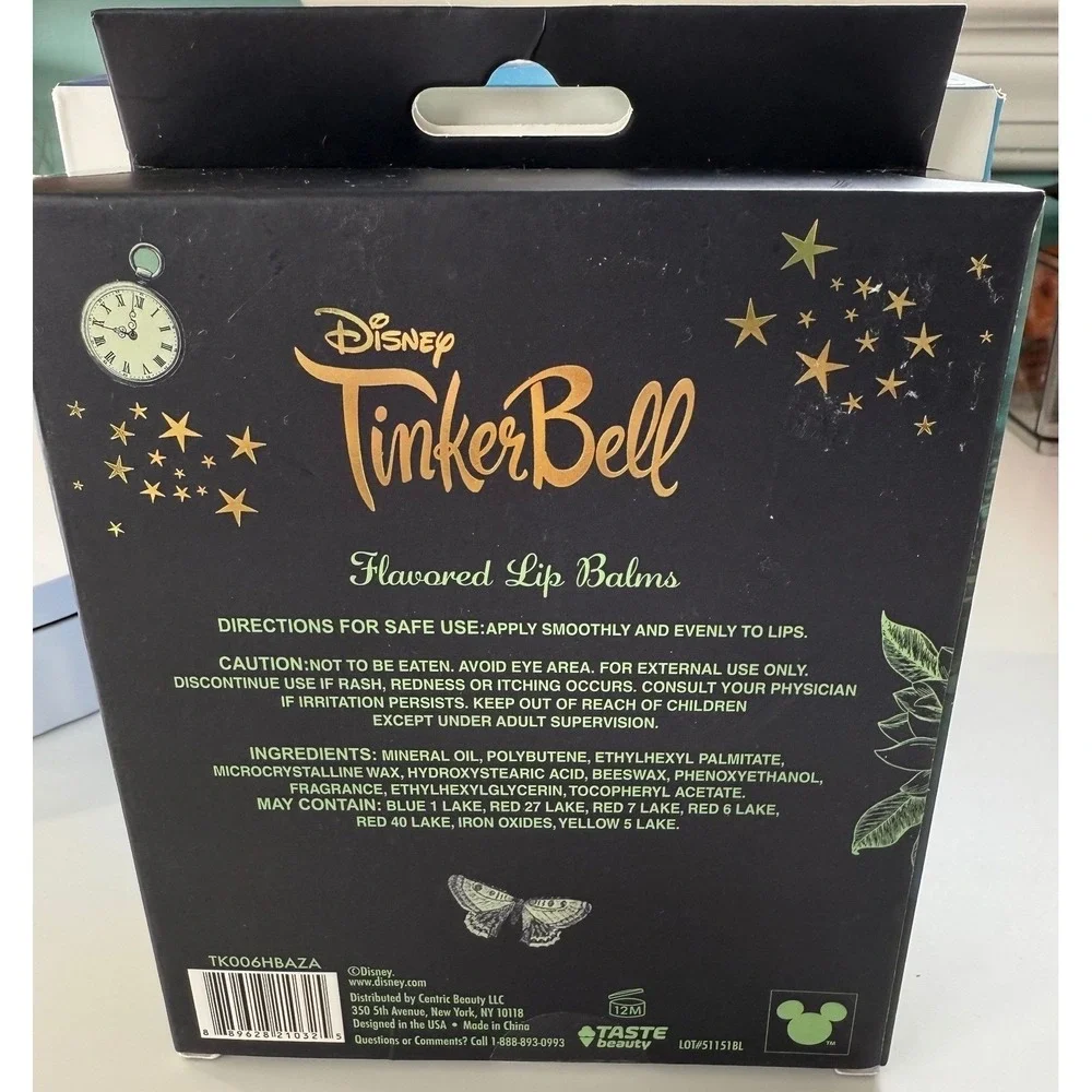 Disney Tinker Bell Flavored Lip Balm Set 4 Pack Fairycore‎ Vanity Y2K NIB